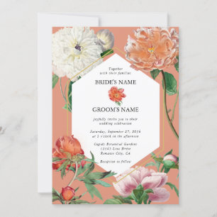 Aquarellfarben Pfirsichrosa Peonies Blume Hochzeit Einladung