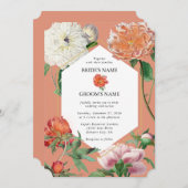 Aquarellfarben Pfirsichrosa Peonies Blume Hochzeit Einladung (Vorne/Hinten)