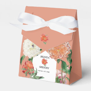 Aquarellfarben Pfirsichrosa Peonies Blume Hochzeit Geschenkschachtel