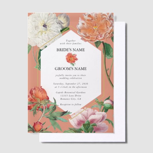 Aquarellfarben Pfirsichrosa Peonies Blume Hochzeit Pergament Einladungen (Versetzt)