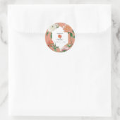 Aquarellfarben Pfirsichrosa Peonies Blume Hochzeit Runder Aufkleber (Tasche)