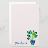 Aquarellfarben Pflanze grün und blau abstrakt Briefpapier (Vorne/Hinten)