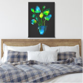 Aquarellfarben Pflanze grün und blau abstrakt Leinwanddruck (Insitu (Schlafzimmer))