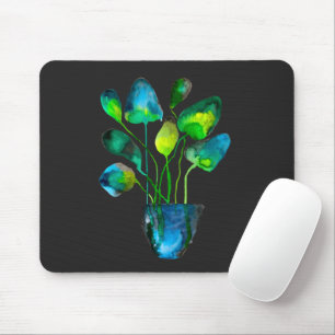 Aquarellfarben Pflanze grün und blau abstrakt Mousepad