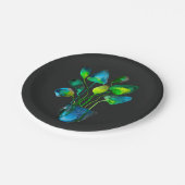 Aquarellfarben Pflanze grün und blau abstrakt Pappteller (Schrägansicht)