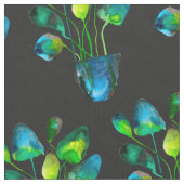 Aquarellfarben Pflanze grün und blau abstrakt Stoff (Nahaufnahme)