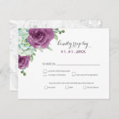 Aquarellfarben-Pflaume-Rose Hochzeit Rsvp (Vorne/Hinten)
