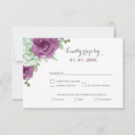 Aquarellfarben-Pflaume-Rose Hochzeit Rsvp Karte