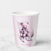 Aquarellfarben Pink Baby Bear Papier Cups Pappbecher (Rückseite)