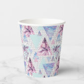 Aquarellfarben Pink & Blue Palm Tree Muster Pappbecher (Vorderseite)