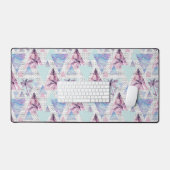 Aquarellfarben Pink & Blue Palm Tree Muster Schreibtischunterlage (Tastatur & Maus)