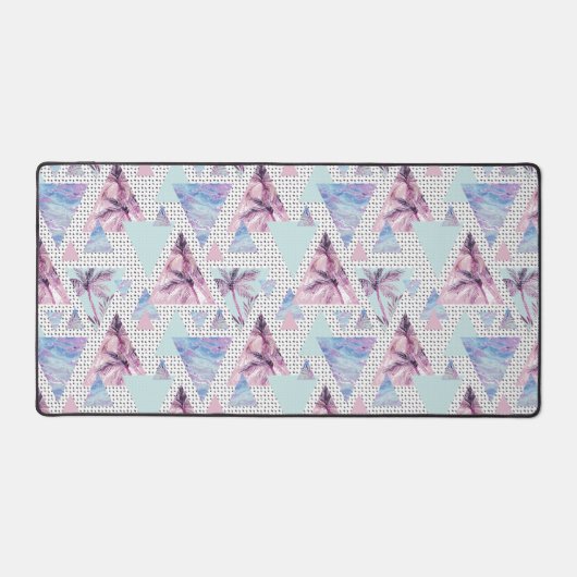 Aquarellfarben Pink & Blue Palm Tree Muster Schreibtischunterlage (Vorderseite)