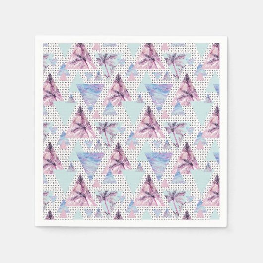 Aquarellfarben Pink & Blue Palm Tree Muster Serviette (Vorderseite)