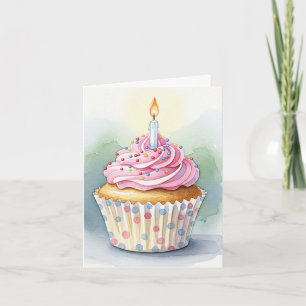 Aquarellfarben Pink Cupcake Geburtstagseinladung Einladung