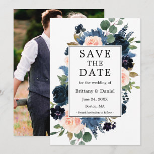Aquarellfarben Pink Dusty Blau Foto Save The Date