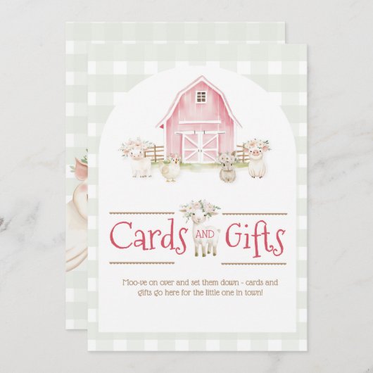 Aquarellfarben Pink Farm Animals Baby Duschgeschen (Vorne/Hinten)