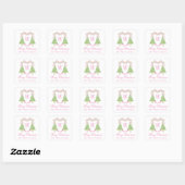 Aquarellfarben Pink & Green Christmas Monogram Wap Quadratischer Aufkleber (Blatt)
