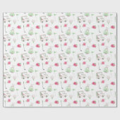 Aquarellfarben Pink & Green Golf Cart Geschenkpapier (Flach)