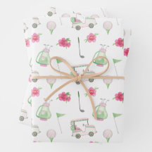 Aquarellfarben Pink & Green Golf Cart