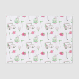 Aquarellfarben Pink & Green Golf Cart Seidenpapier