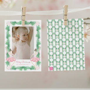 Aquarellfarben Pink & Green Weihnachtsballerinas F Feiertagskarte