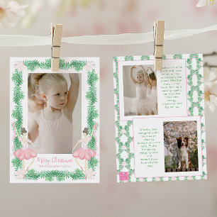 Aquarellfarben Pink & Green Weihnachtsballerinas F Feiertagskarte