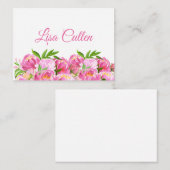 Aquarellfarben Pink Peonies Danke, Script Mitteilungskarte (Vorne/Hinten)