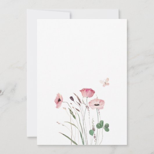 Aquarellfarben Pink Poppy Meadow Brautparty Einladung (Rückseite)