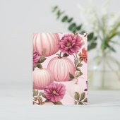 Aquarellfarben Pink Pumpkin Floral Muster Postkarte (Stehend Vorderseite)