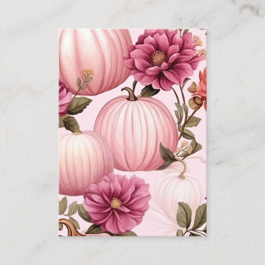 Aquarellfarben Pink Pumpkin Floral Muster Visitenkarte (Vorderseite)
