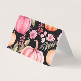 Aquarellfarben Pink Pumpkin Floral Muster Visitenkarten