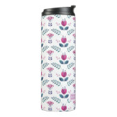 Aquarellfarben Pink Tulip Chic Monogramm Thermosbecher (Nach links gedreht)