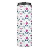 Aquarellfarben Pink Tulip Chic Monogramm Thermosbecher (Rückseite)