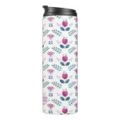 Aquarellfarben Pink Tulip Chic Monogramm Thermosbecher (Nach rechts gedreht)