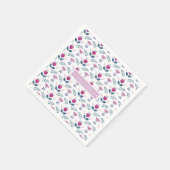 Aquarellfarben Pink Tulip Design Monogramm Serviette (Ecke)