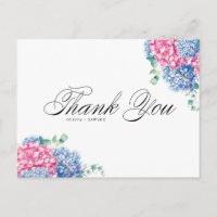 Aquarellfarben Pink und Blue Hydrangeas Vielen Dan