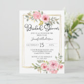 Aquarellfarben Pinselpinke Brautpartys Einladung (Stehend Vorderseite)