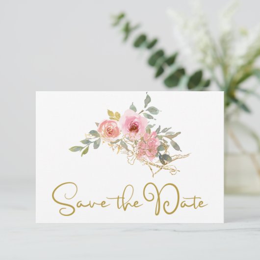 Aquarellfarben Pinselstrich Rosa Bläschen Save the Save The Date (Stehend Vorderseite)