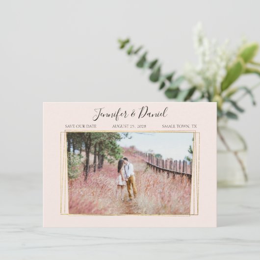 Aquarellfarben Pinselstrich Rosa Bläschen Save the Save The Date (Stehend Vorderseite)