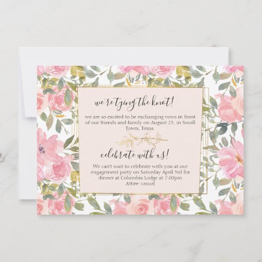 Aquarellfarben Pinselstrich Rosa Bläschen Save the Save The Date (Rückseite)