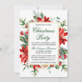 Aquarellfarben Poinsettia Blumengrün Weihnachten P Einladung (Vorderseite)