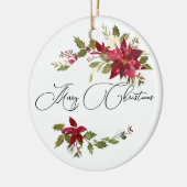 Aquarellfarben Poinsettia und Heiligabend Foto Keramik Ornament (Links)