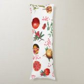 Aquarellfarben Pomegranat Mittelmeer-Muster Seitenschläferkissen (Vorderseite Vertikal)