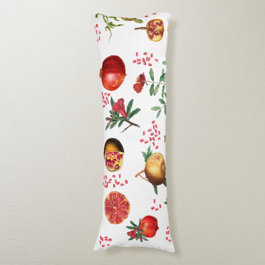 Aquarellfarben Pomegranat Mittelmeer-Muster Seitenschläferkissen (Vorderseite Vertikal)