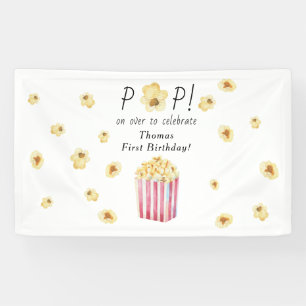 Aquarellfarben Popcorn Kindergeburtstag Party Banner