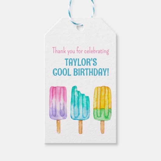 Aquarellfarben-Popsicles -Tag Geschenkanhänger (Vorderseite)