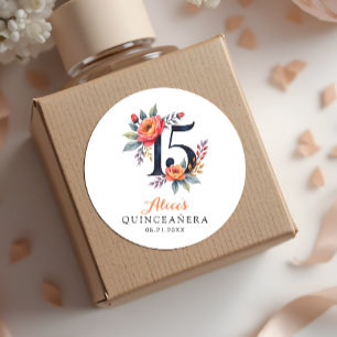 Aquarellfarben Quinceanera 15. Geburtstag Runder Aufkleber