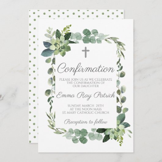 Aquarellfarben-Rahmenbestätigung Einladung (Vorne/Hinten)