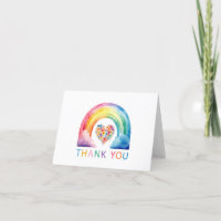 Aquarellfarben Rainbow Blumenherz Dankeschön Karte