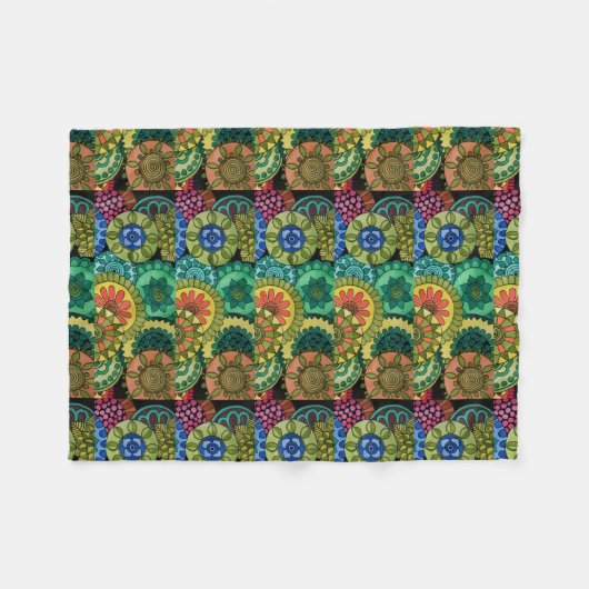 Aquarellfarben Rainbow Colors Mandala Fleecedecke (Vorderseite (Horizontal))